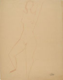 ANDRE' DERAIN, Standing Female Nude, red chalk